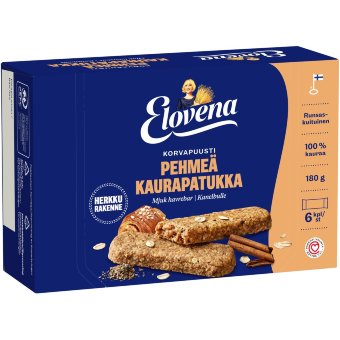 Мягкий овсяный батончик Elovena булочка с корицей (уп 6 шт) 180 гр Мягкий овсяный батончик Elovena булочка с корицей (уп 6 шт) 180 гр