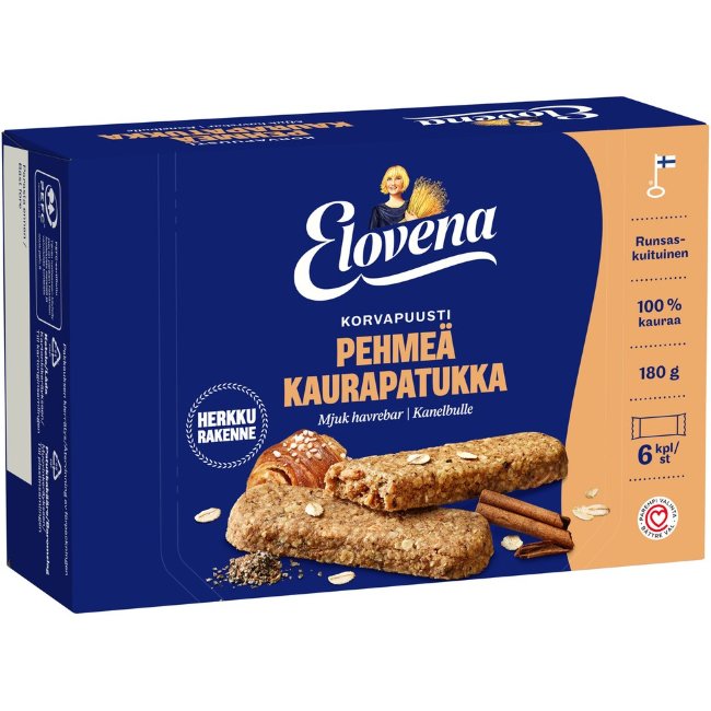 Мягкий овсяный батончик Elovena булочка с корицей (уп 6 шт) 180 гр Мягкий овсяный батончик Elovena булочка с корицей (уп 6 шт) 180 гр