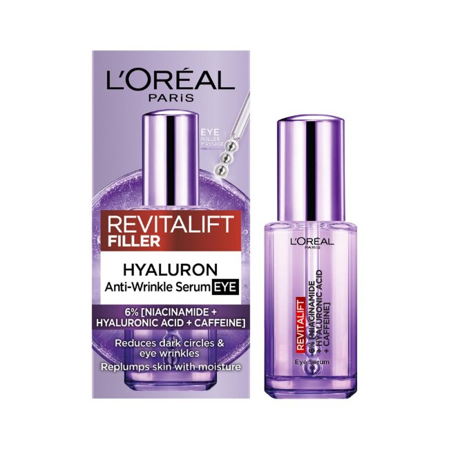 Сыворотка для кожи вокруг глаз L'Oréal Paris Revitalift Filler с 2,5% гиалуроновой кислотой и кофеином 20 мл Сыворотка для кожи вокруг глаз L'Oréal Paris Revitalift Filler с 2,5% гиалуроновой кислотой и кофеином 20 мл