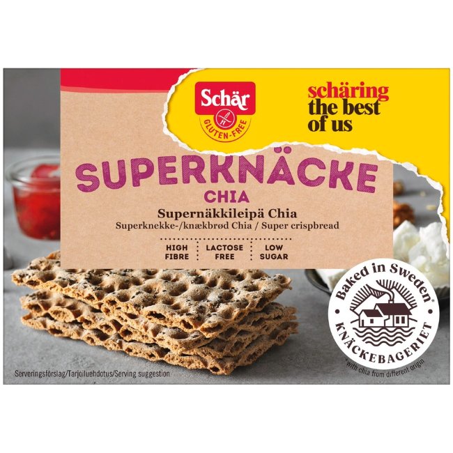 Хрустящие безглютеновые хлебцы Schär Supernäkkileipä с семенами чиа 140 гр