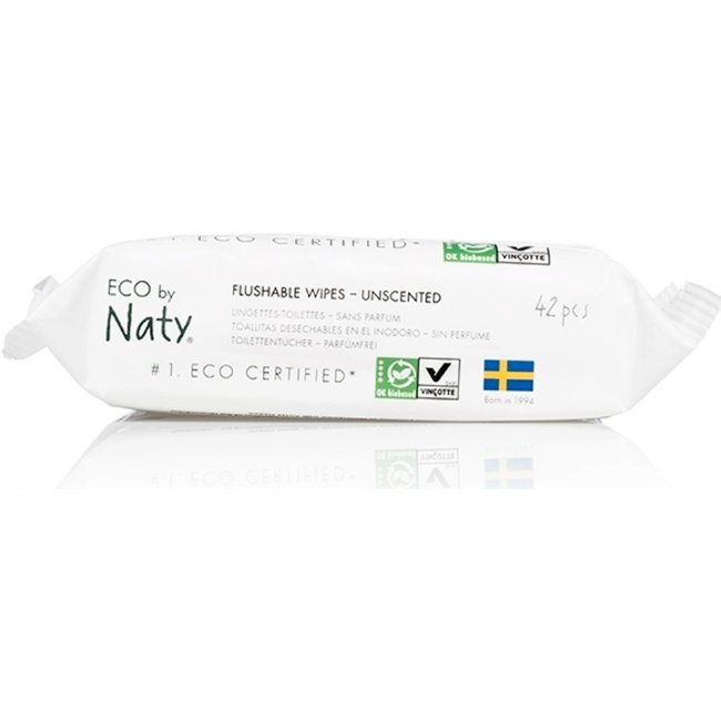 Влажные очищающие салфетки смываемые Naty 42 шт