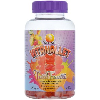 Новинка - Мультивитамины для детей Мишки Sana-sol Vitanallet (Tutti Frutti) 120 шт