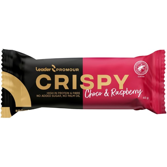 Протеиновый батончик Leader Promour Crispy молочный шоколад и малина 45 гр