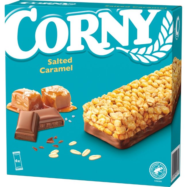 Овсяный снек-батончик Corny соленая карамель (уп 6 шт) 138 гр