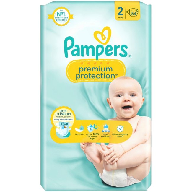Подгузники Pampers Premium NB 2, 4-8 кг, 54 шт.