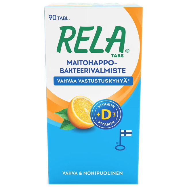 Таблетки с молочно-кислыми бактериями + D3 со вкусом апельсина Rela Tabs Orange (жевательные таблетки) Rela 90 табл
