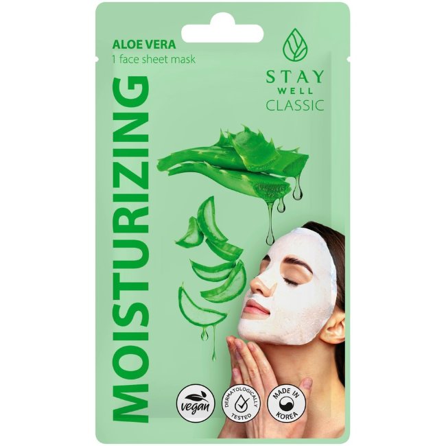 Веганская маска для лица Stay WELL Classic с алоэ для увлажнения