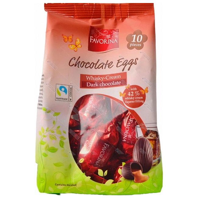 Шоколадные конфеты Favorina Whiskey Cream — тёмный шоколад с кремовой начинкой виски 150 гр Шоколадные конфеты Favorina Whiskey Cream — тёмный шоколад с кремовой начинкой виски 150 гр