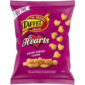 Чипсы кукурузные Taffel Hearts со вкусом сыра начо 200 гр Чипсы кукурузные Taffel Hearts со вкусом сыра начо 200 гр