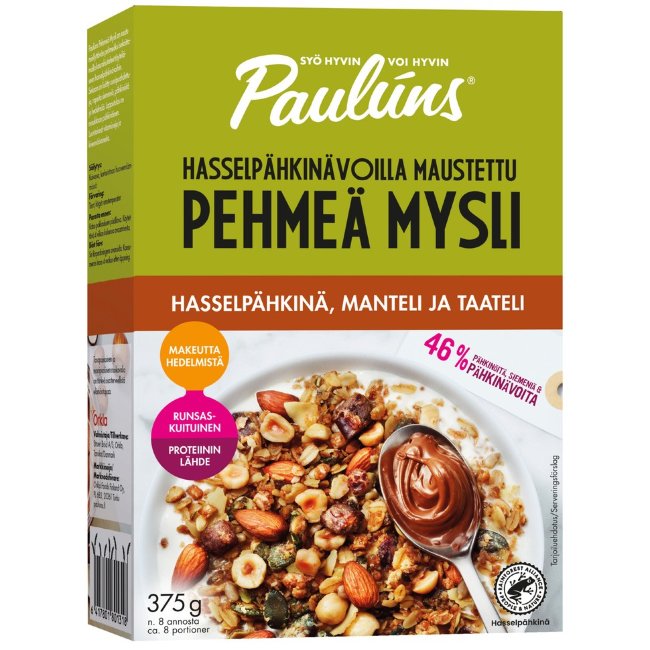 Мягкие мюсли с ореховым маслом и финиками Paulúns 375 гр