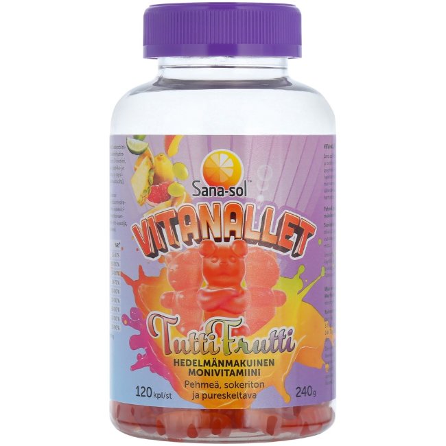 Мультивитаминные жевательные пастилки Sana-sol Vitanallet Tuttifrutti (уп 120 шт) 240 гр