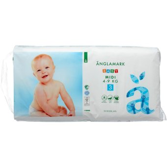Детские подгузники на липучках Änglamark Baby midi 3 (4-9 кг) 56 шт