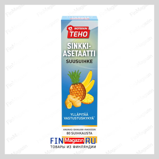 Спрей для горла ацетат цинка Teho Bioteekin 20 мл (ананас, имбирь, банан) Спрей для горла ацетат цинка Teho Bioteekin 20 мл (ананас, имбирь, банан)