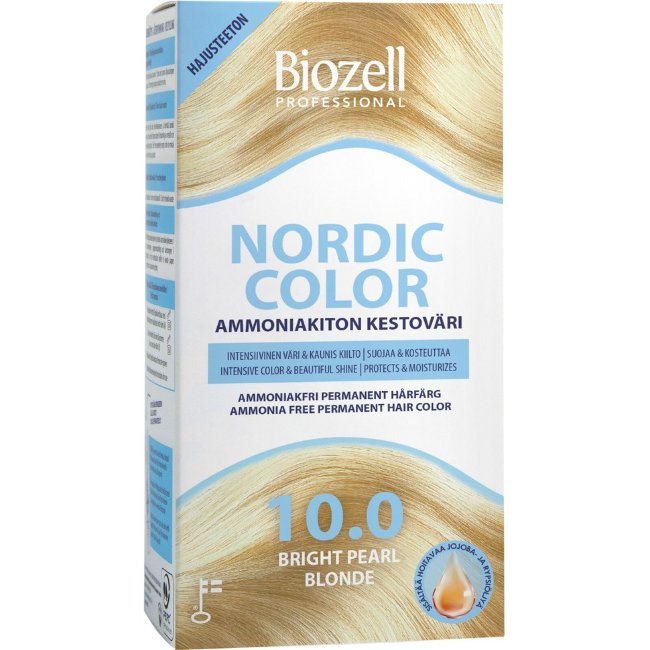 Профессиональная стойкая краска для волос без аммиака Biozell Nordic Color Bright Pearl Blonde перламутровый блонд 10.0 упаковка 2 шт х 60 мл