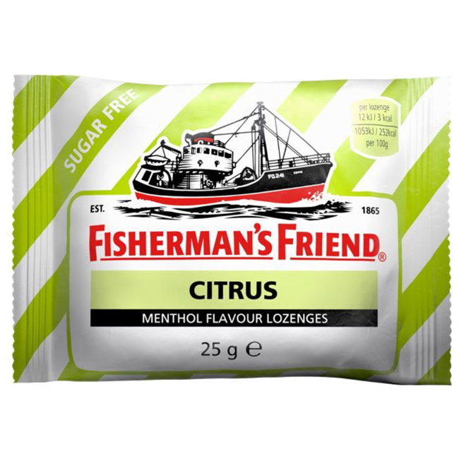 Пастилки с лимоном и ментолом (без сахара) от укачивания Fisherman's Friend 25 гр