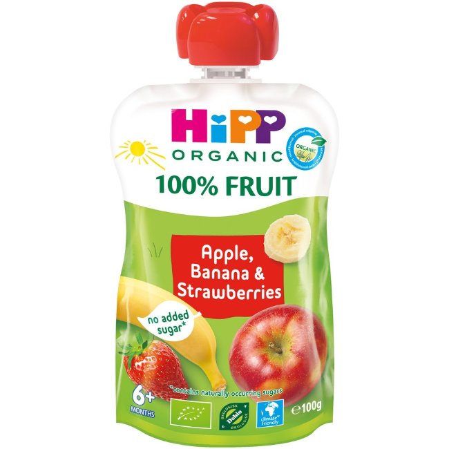 HiPP (яблоко,банан,клубника) с 6 мес 90 гр