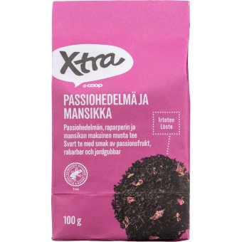Чёрный листовой чай Xtra маракуйя, ревень, клубника 100 гр