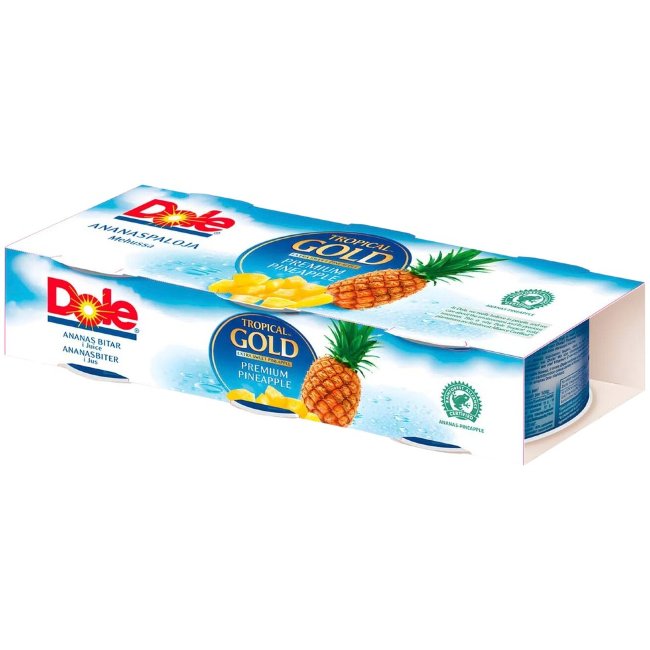 Ананасовые кусочки в собственном соку Dole Tropical Gold (уп 3 шт) 139 гр