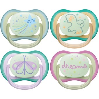 Соска-пустышка светящаяся в темноте Philips Avent Ultra Air 0-6 мес, 2 шт/уп