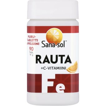 Витамин железо RAUTA + С vitamiini 90 жевательные таблетки Sana-Sol Витамин железо RAUTA + С vitamiini 90 жевательные таблетки Sana-Sol