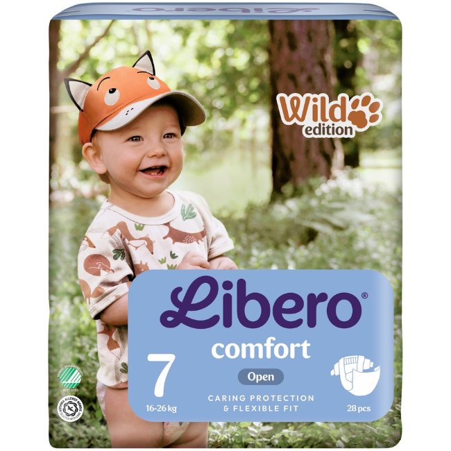 Подгузники на липучках Libero Comfort размер 7, 28 шт, 16-26 кг