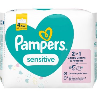 Влажные салфетки Pampers Sensitive (уп 4 шт) 208 шт