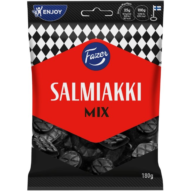 Классические лакричные конфеты Fazer Salmiakki Mix 180 гр
