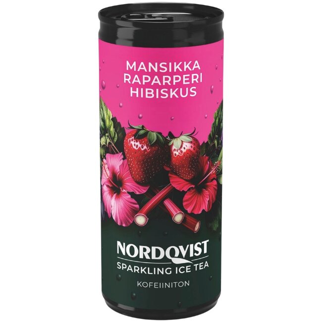 Газированный холодный чай Nordqvist с клубникой, ревенем и гибискусом 330 мл Газированный холодный чай Nordqvist с клубникой, ревенем и гибискусом 330 мл