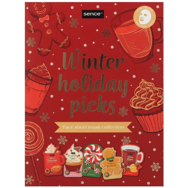 Подарочный набор Sence Collection из 5 тканевых масок для лица по 20 мл с масочной книжкой The Christmas List Подарочный набор Sence Collection из 5 тканевых масок для лица по 20 мл с масочной книжкой The Christmas List