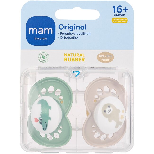 Пустышка MAM Original из натурального каучука 16 мес+ (уп 2 шт) Пустышка MAM Original из натурального каучука 16 мес+ (уп 2 шт)