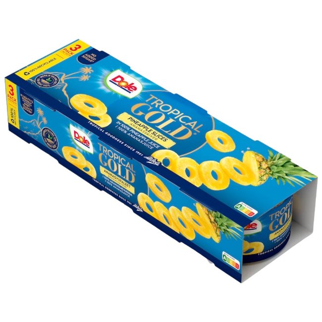 Ананасовые дольки в собственном соку Dole Tropical Gold (уп 3 шт) 3x227/139 гр