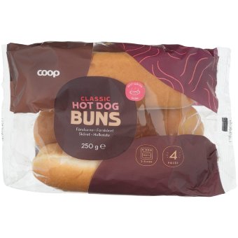 Булочки для хот-дога Coop 4 шт 250 гр