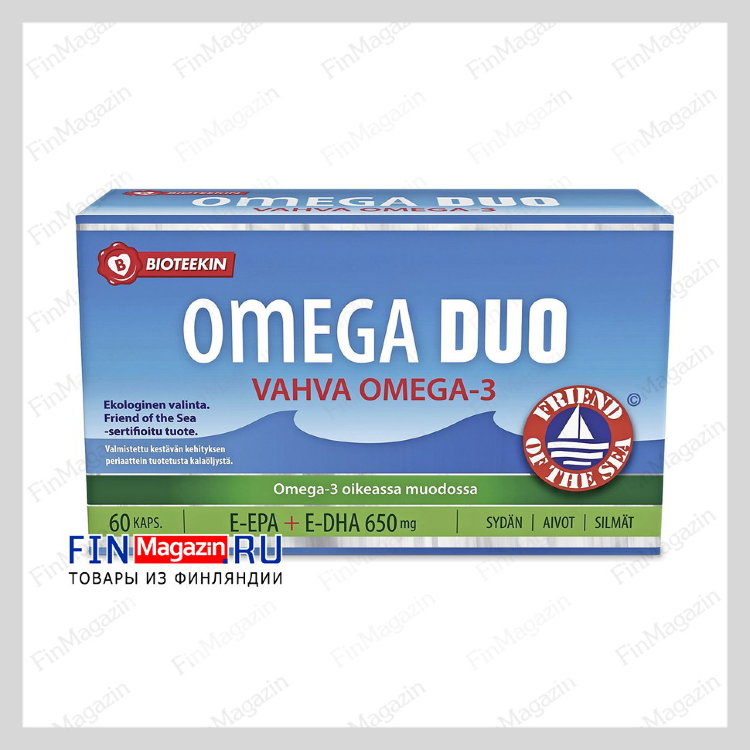 Рыбий жир в капсулах Duo Omega Vahva Omega-3 60 капс Bioteekki купить ...