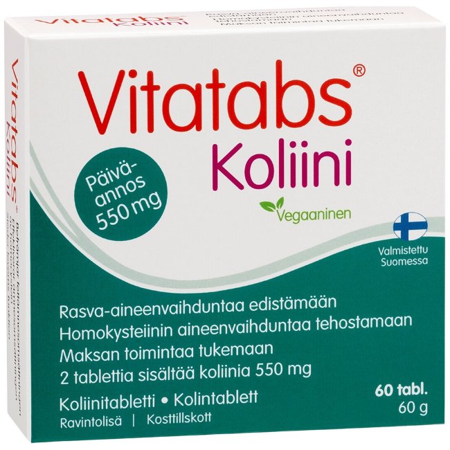 Таблетки с холином Vitatabs Koliini 550 mg 60 шт Hankintatukku