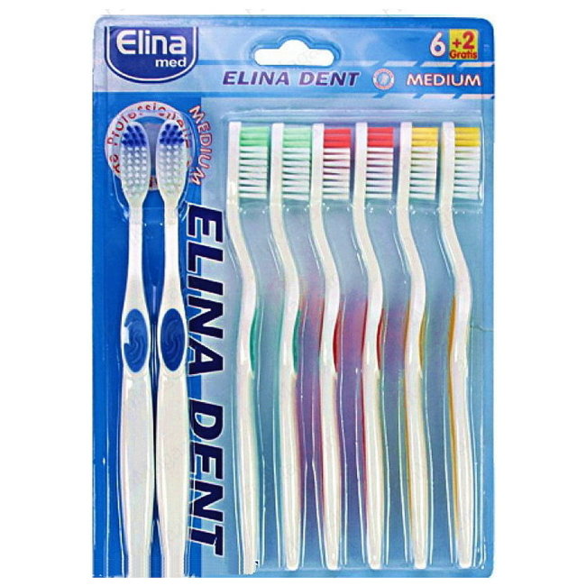 Набор зубных щеток Elina med (Medium) 8 шт