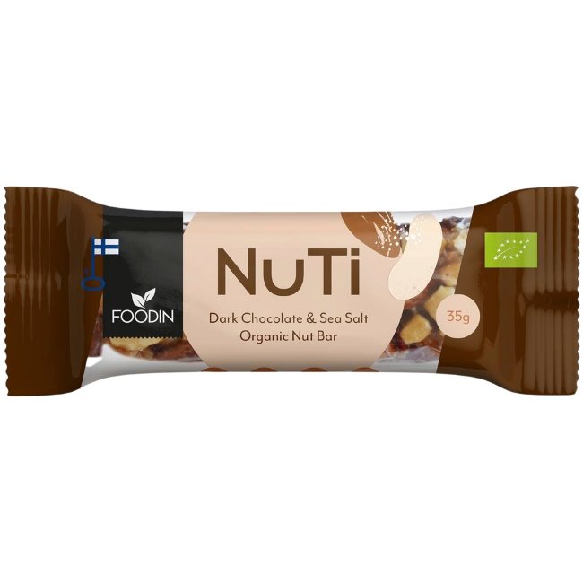 Ореховый батончик Foodin NUTI, тёмный шоколад и морская соль, био 35 гр