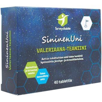 Таблетки Terveyskaista SininenUni с валерианой и теанином 40 шт.