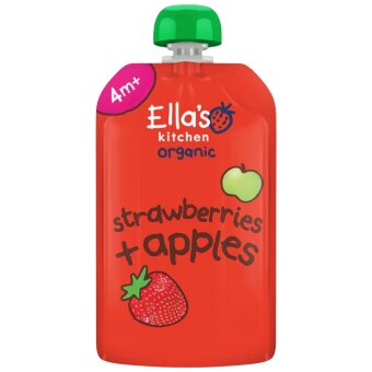 Пюре из клубники и яблока Ella's Kitchen с 4 месяцев органическое 120 гр