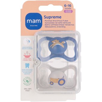 Соска MAM Supreme из силикона для детей 6-16 мес. (уп 2 шт) Соска MAM Supreme из силикона для детей 6-16 мес. (уп 2 шт)