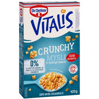 Трёхзлаковые мюсли Dr. Oetker Vitalis Crunchy без сахара 420 гр