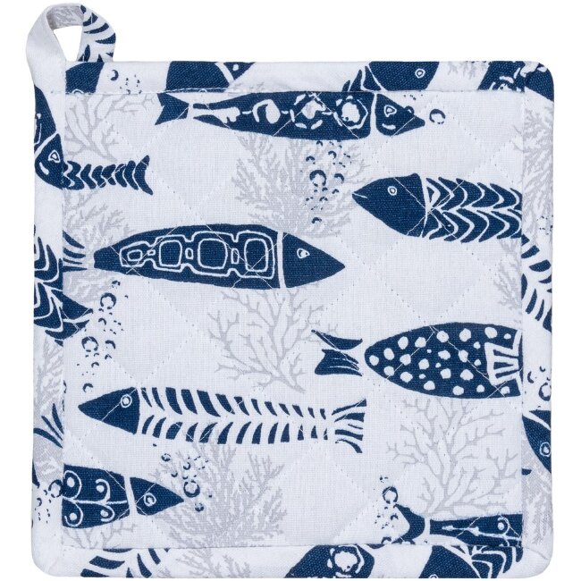 Прихватка House Fishes 22x22 см синяя/белая