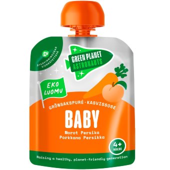 Пюре из моркови и персика Green Planet Astronauts органическое 70 гр