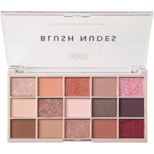 Палетка теней для век MUA Make Up Academy 15 оттенков 12 гр Blush Nudes
