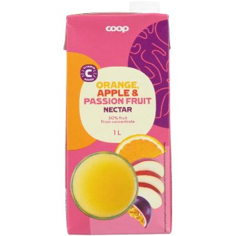 Нектар из апельсина, яблока и маракуйи Coop 1 л