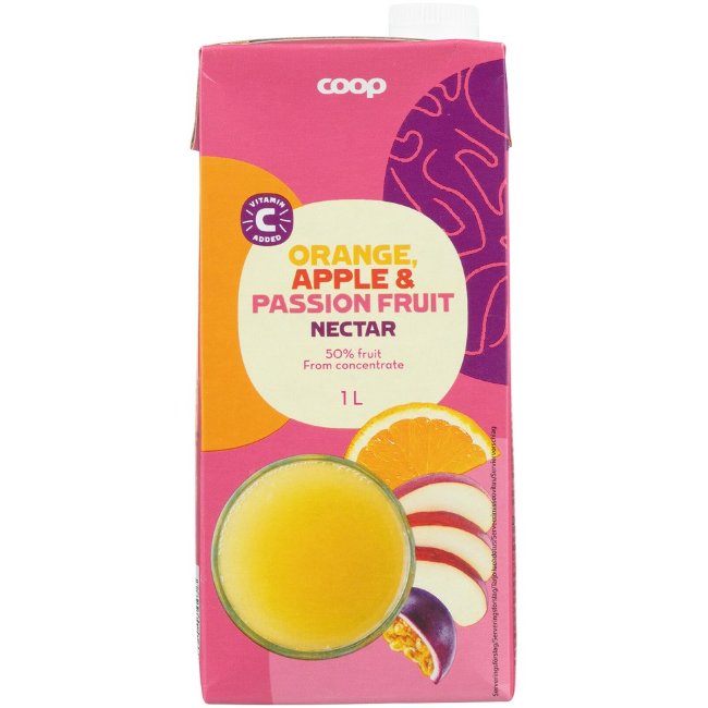 Нектар из апельсина, яблока и маракуйи Coop 1 л