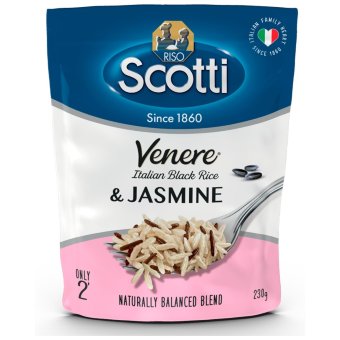 Предварительно пропаренные рис жасмин и темный цельнозерновой рис Venere Riso Scotti 230 гр