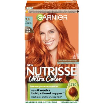 Краска для волос Garnier Nutrisse Ultra Color 7.4 интенсивный медный стойкая 1 шт Краска для волос Garnier Nutrisse Ultra Color 7.4 интенсивный медный стойкая 1 шт