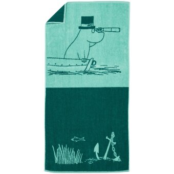 Махровое полотенце Moomin Arabia Muumi 70x140 Муммипаппа синевато-зеленое GOTS