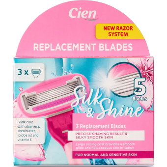 Сменные кассеты для бритвы Cien с 5 лезвиями Silk & Shine, 4шт в упаковке