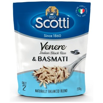 Предварительно пропаренные рис басмати и темный цельнозерновой рис Venere 230 гр